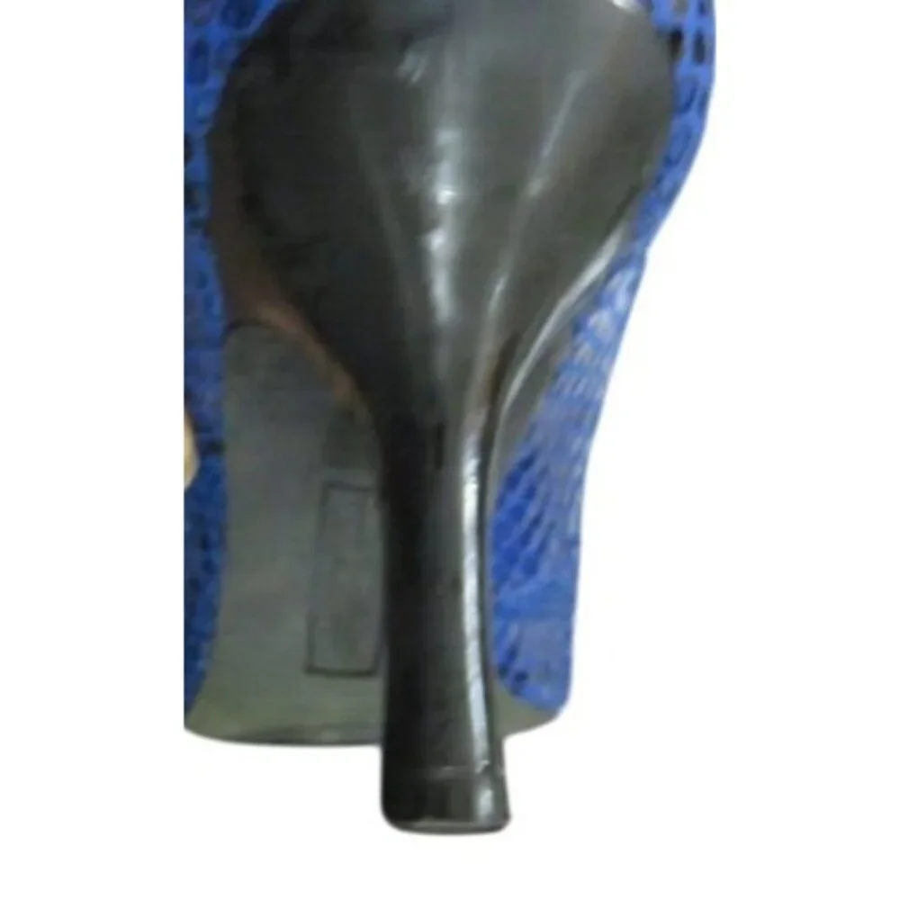 Christian Siriano Gorgeous Blue Python Snakeskin Embossed Italian Leather Pumps